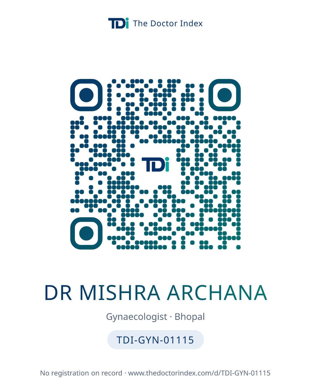 QR card for Dr Mishra Archana, TDI-GYN-01115