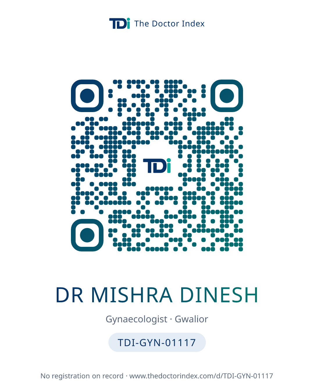 QR card for Dr Mishra Dinesh, TDI-GYN-01117