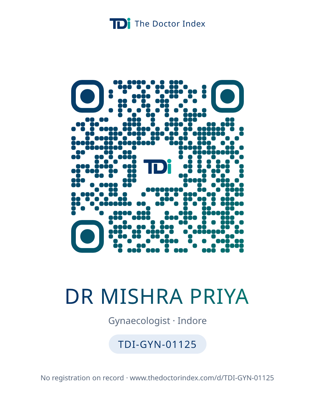 QR card for Dr Mishra Priya, TDI-GYN-01125