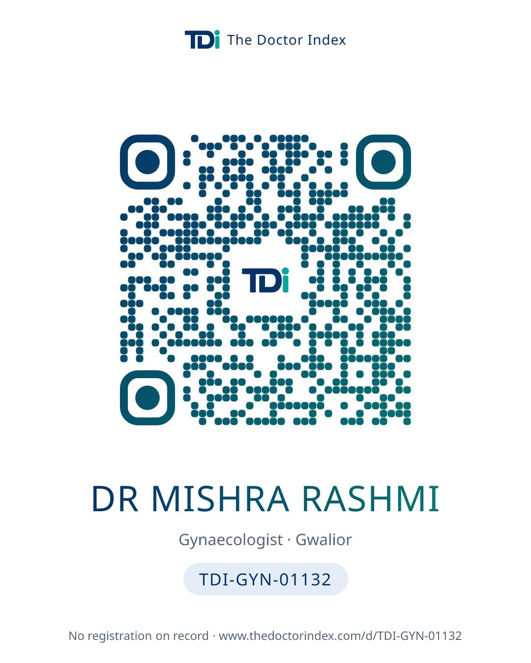 QR card for Dr Mishra Rashmi, TDI-GYN-01132