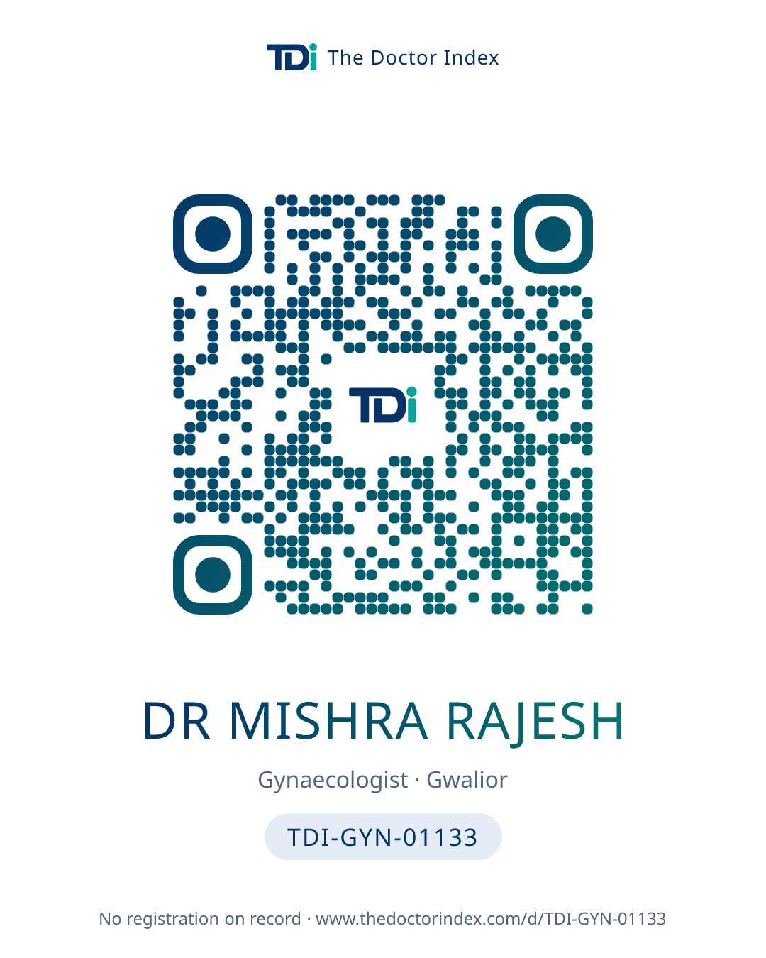 QR card for Dr Mishra Rajesh, TDI-GYN-01133