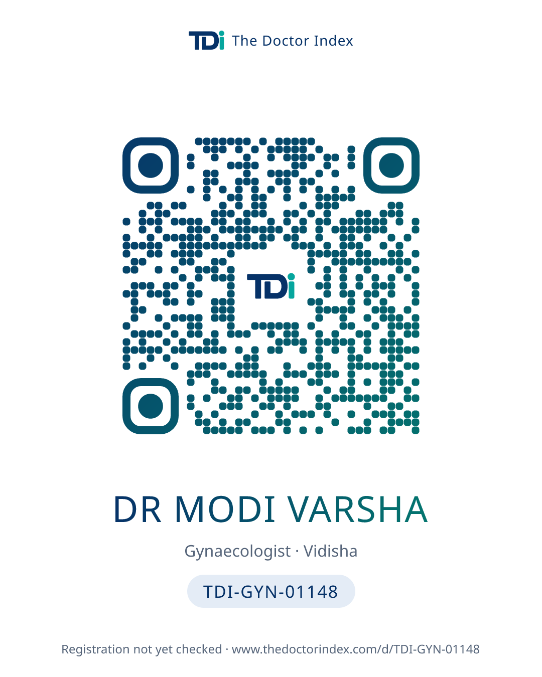 QR card for Dr Modi Varsha, TDI-GYN-01148
