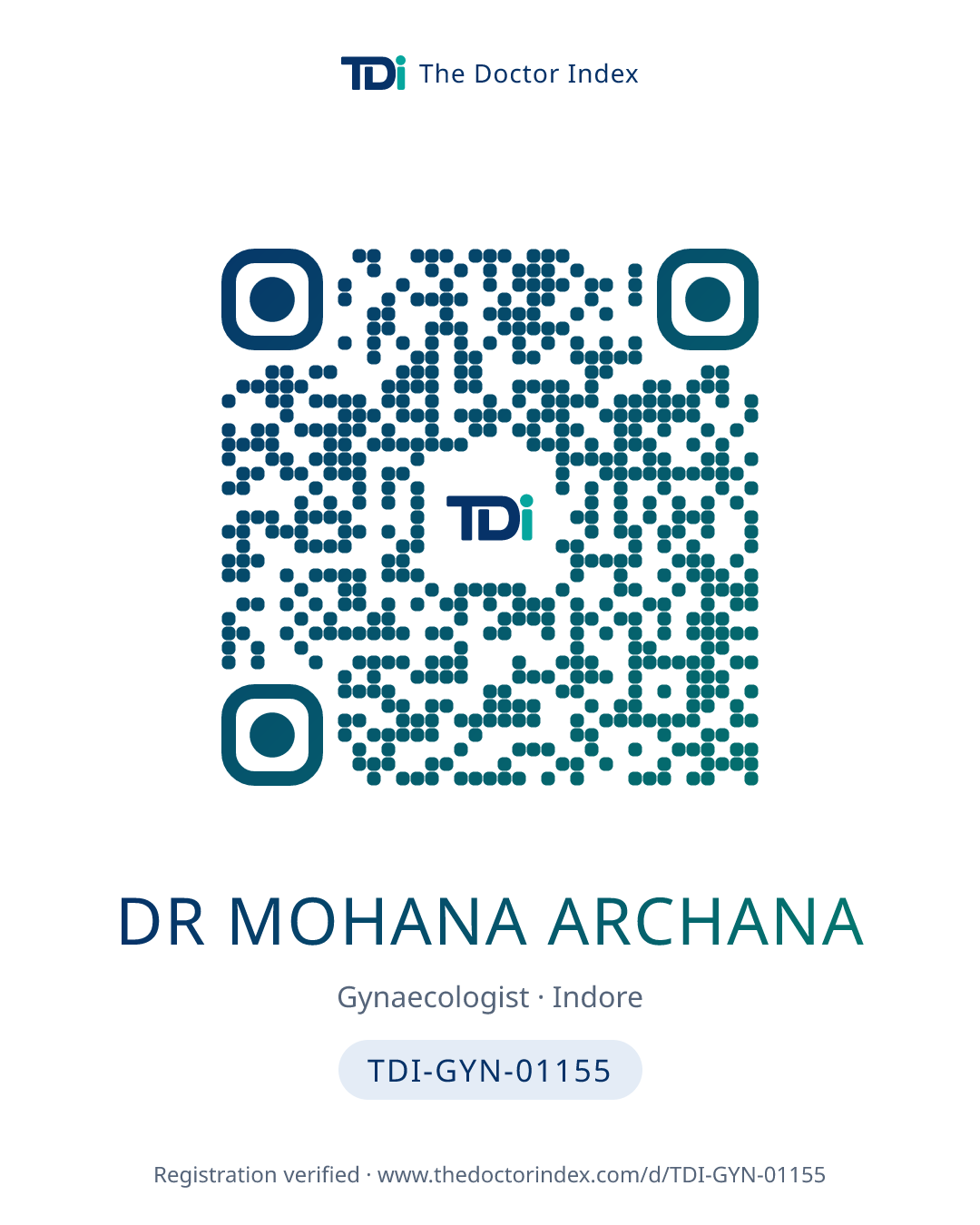 QR card for Dr Mohana Archana, TDI-GYN-01155