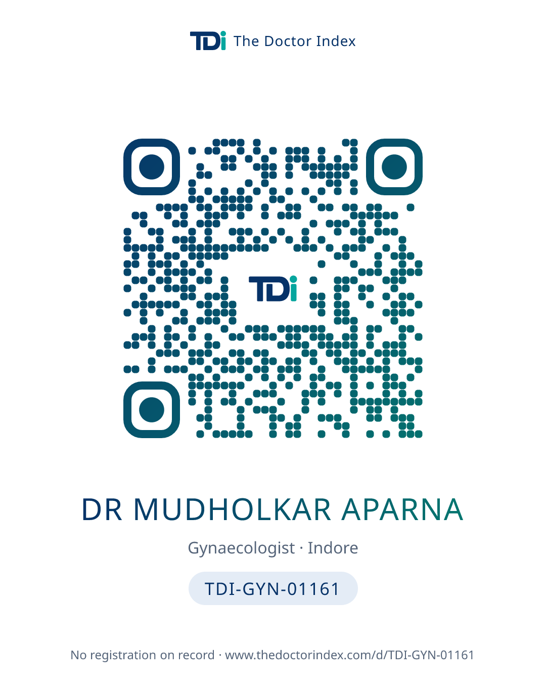 QR card for Dr Mudholkar Aparna, TDI-GYN-01161