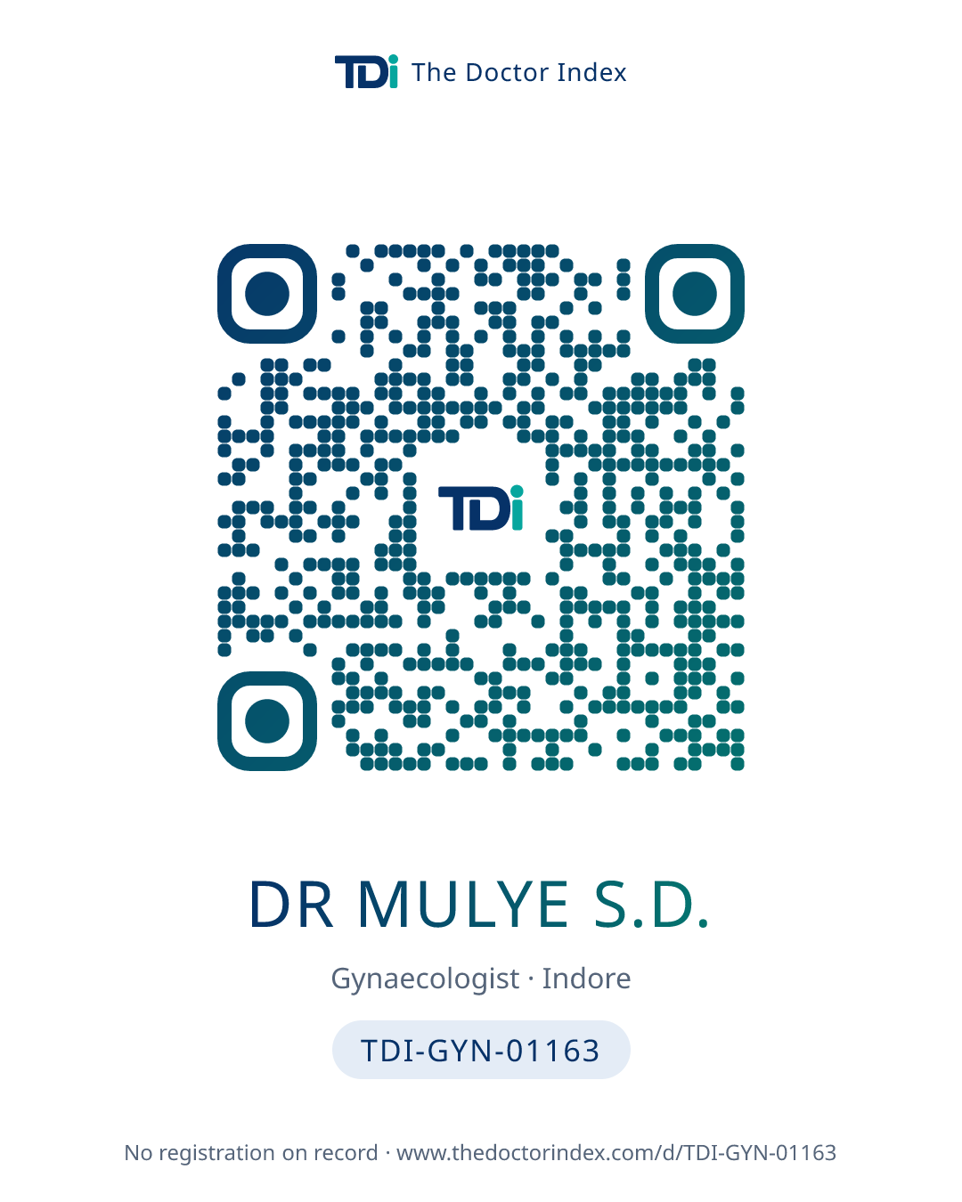 QR card for Dr Mulye S.D., TDI-GYN-01163
