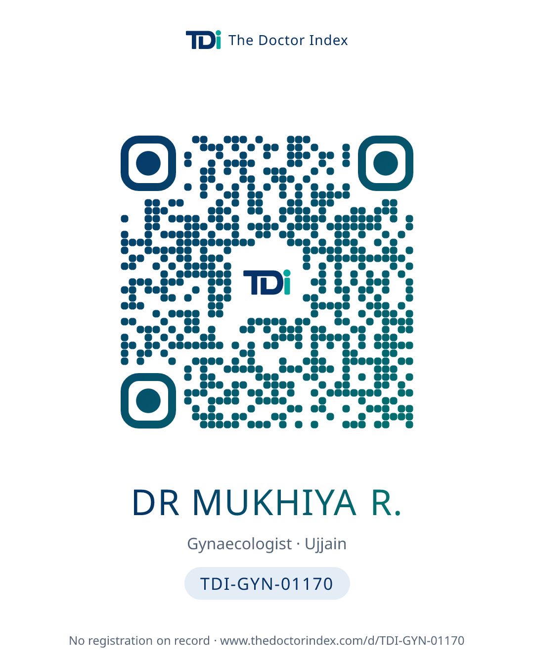 QR card for Dr Mukhiya R., TDI-GYN-01170