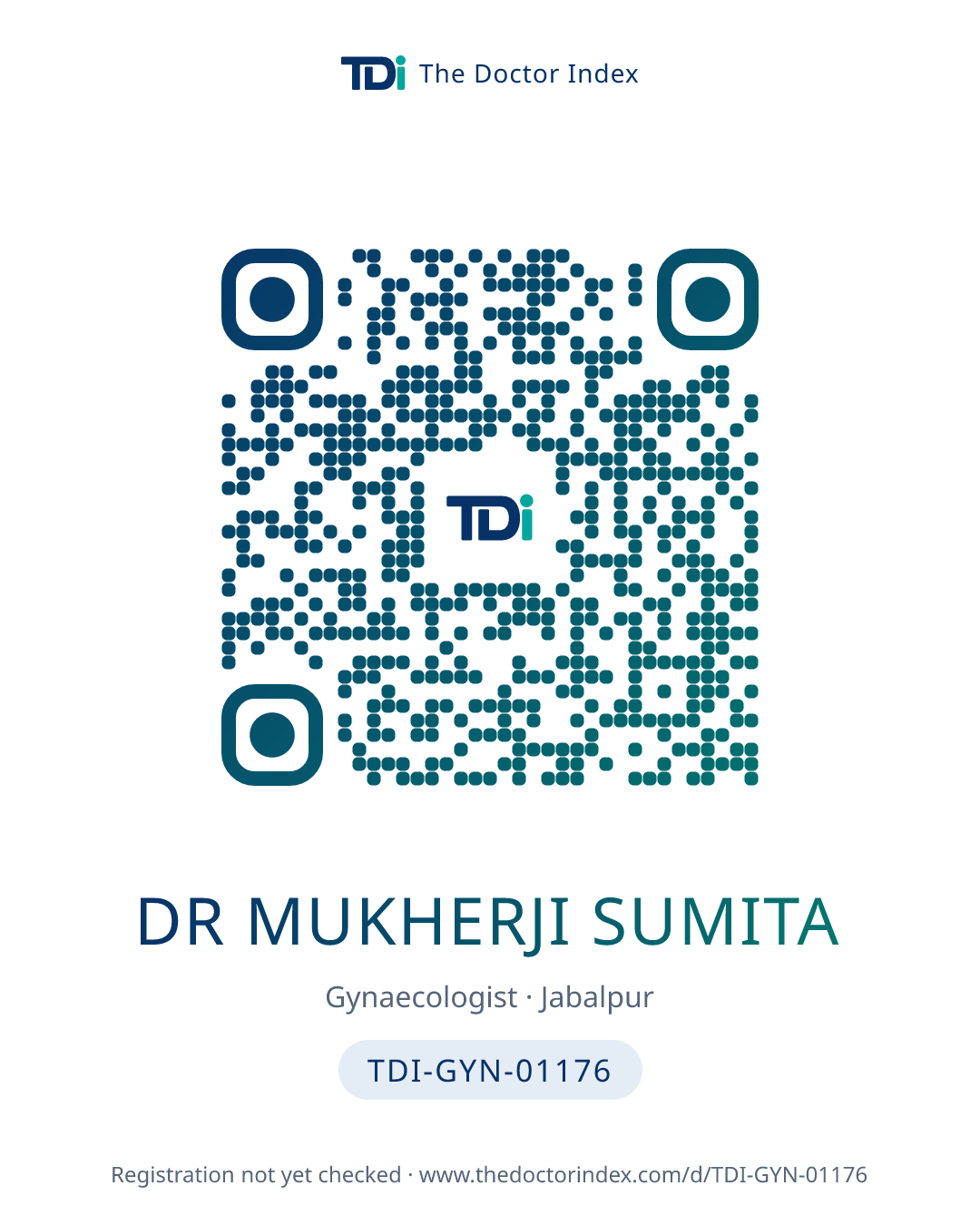 QR card for Dr Mukherji Sumita, TDI-GYN-01176