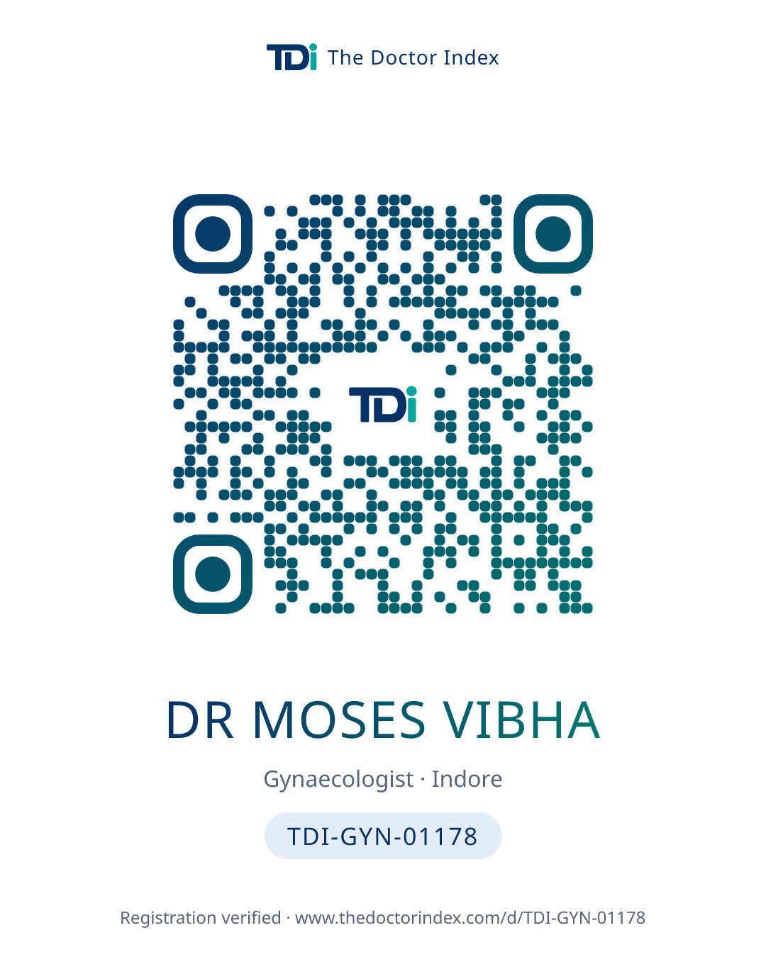 QR card for Dr Moses Vibha, TDI-GYN-01178