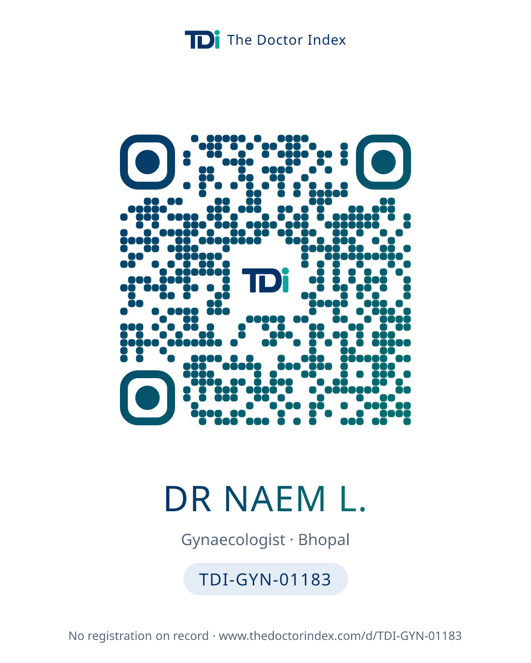 QR card for Dr Naem L., TDI-GYN-01183