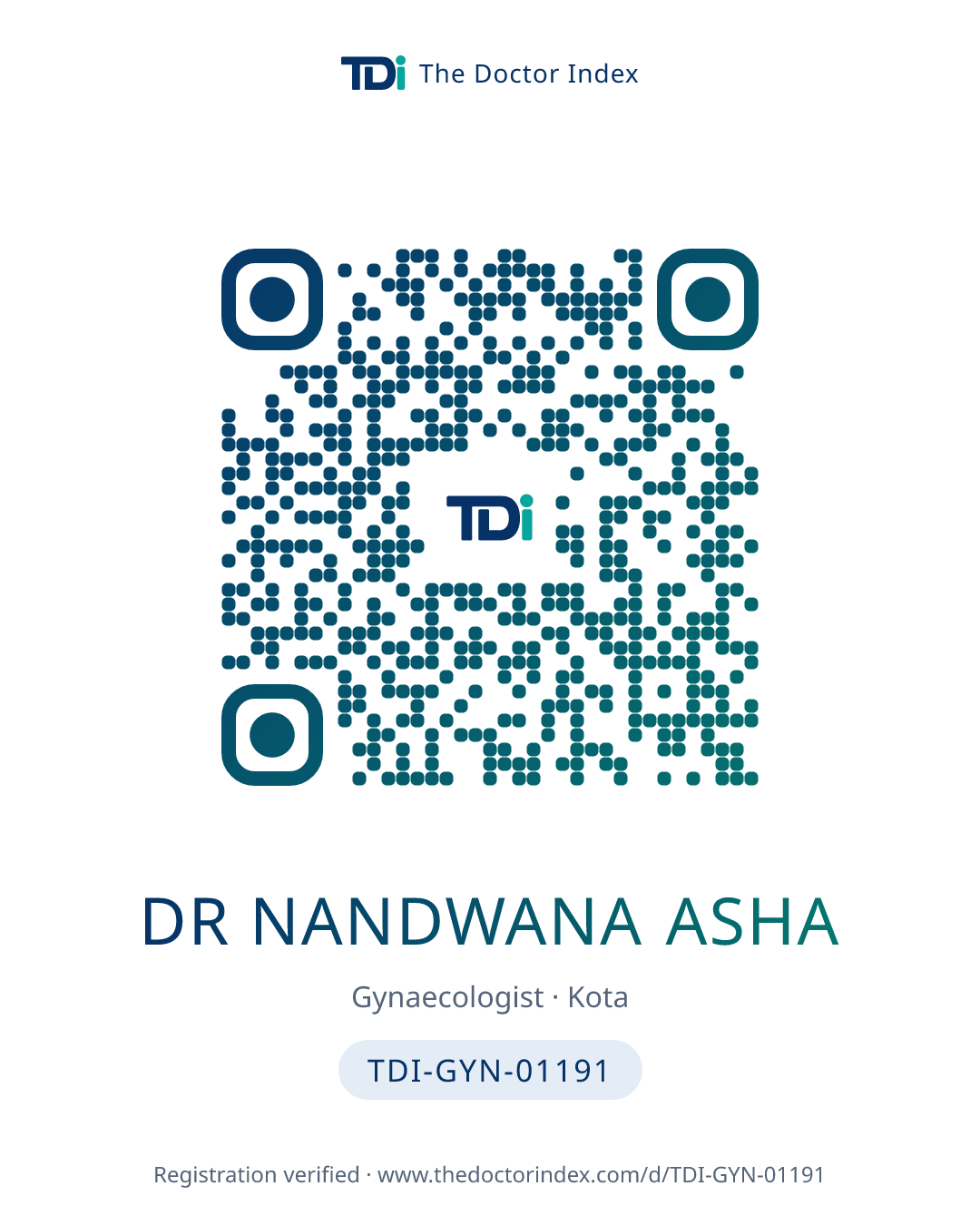 QR card for Dr Nandwana Asha, TDI-GYN-01191