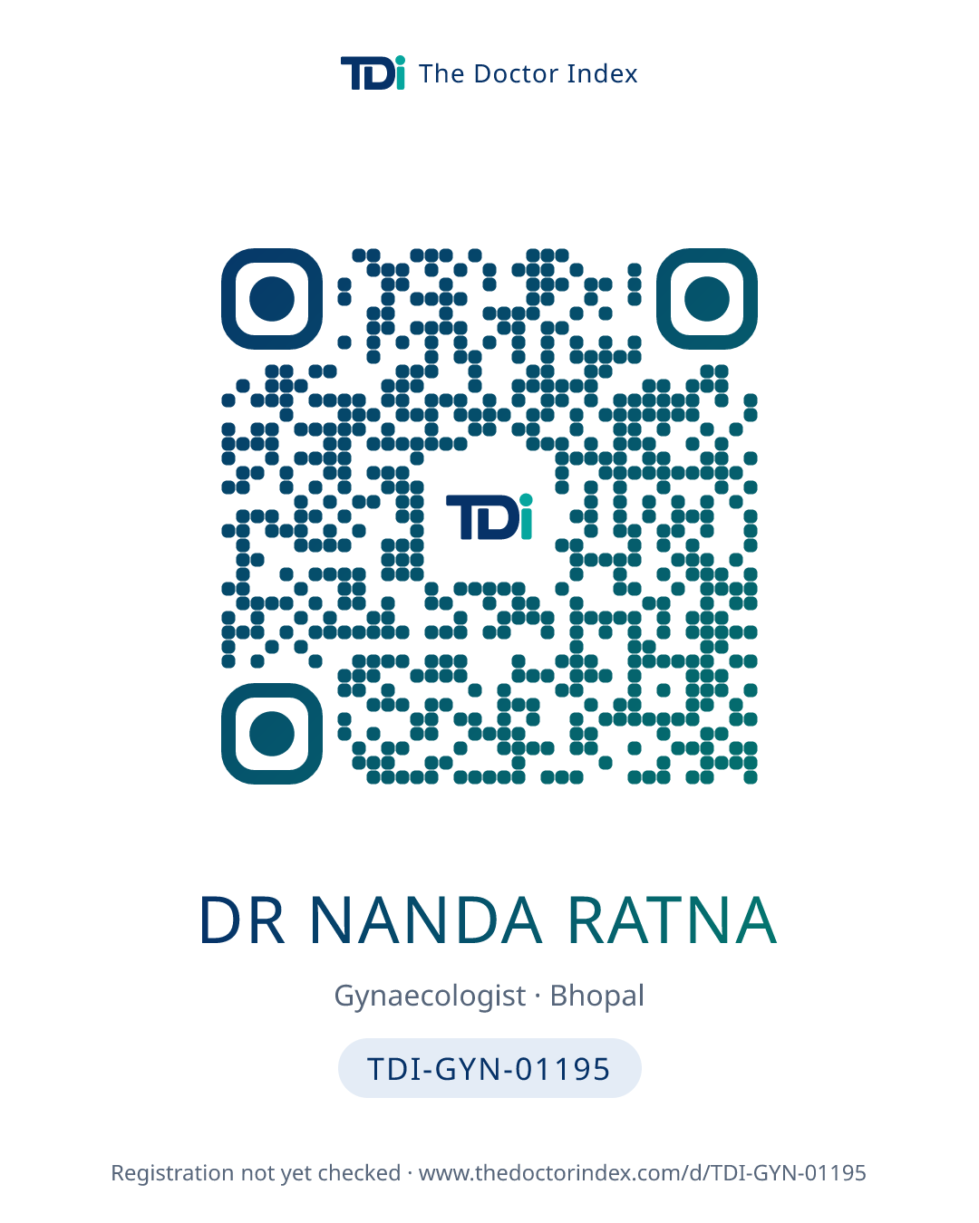 QR card for Dr Nanda Ratna, TDI-GYN-01195