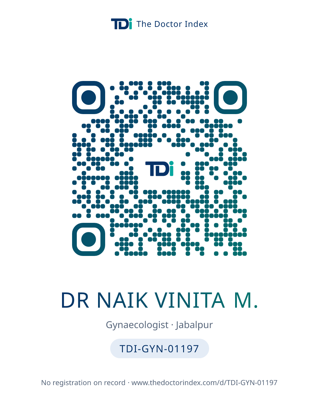 QR card for Dr Naik Vinita M., TDI-GYN-01197