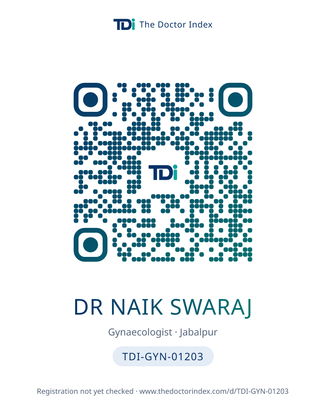 QR card for Dr Naik Swaraj, TDI-GYN-01203