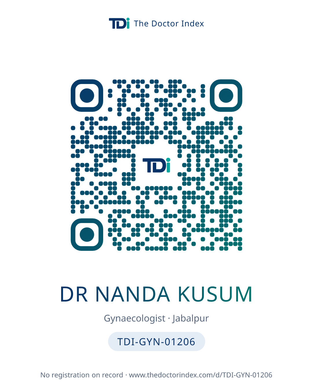 QR card for Dr Nanda Kusum, TDI-GYN-01206