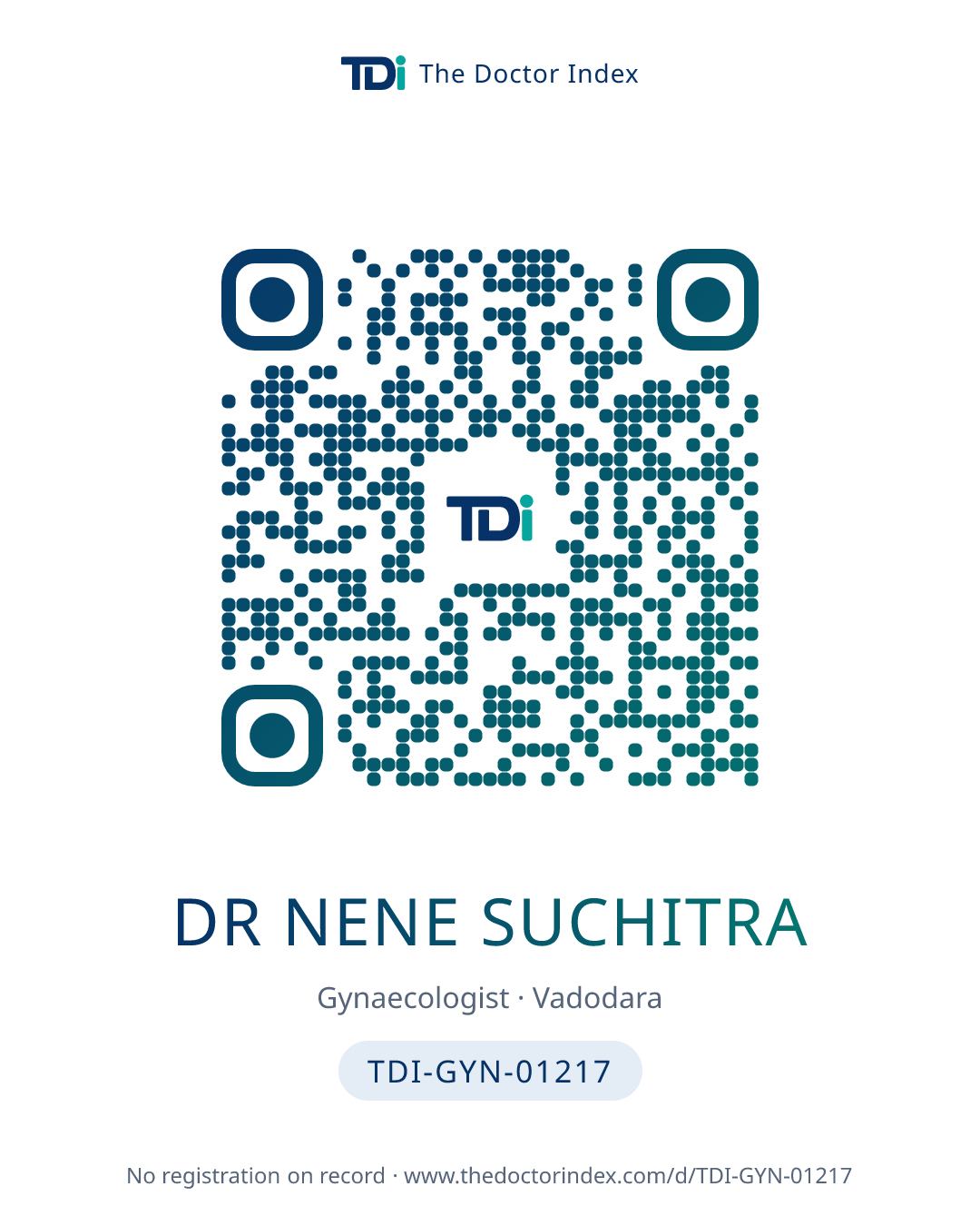 QR card for Dr Nene Suchitra, TDI-GYN-01217
