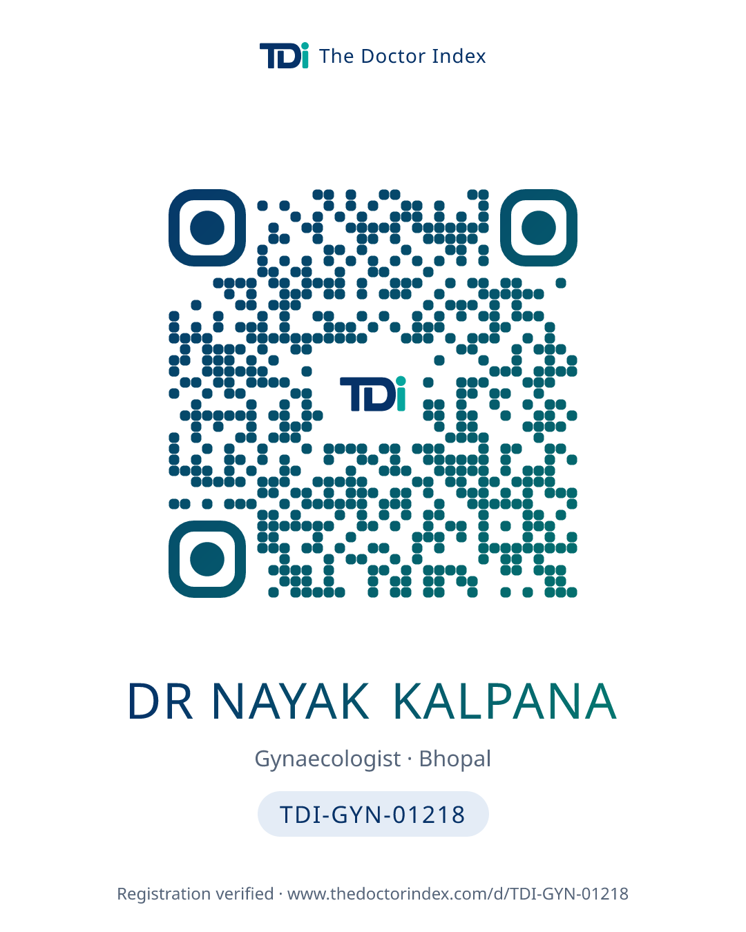 QR card for Dr Nayak Kalpana, TDI-GYN-01218