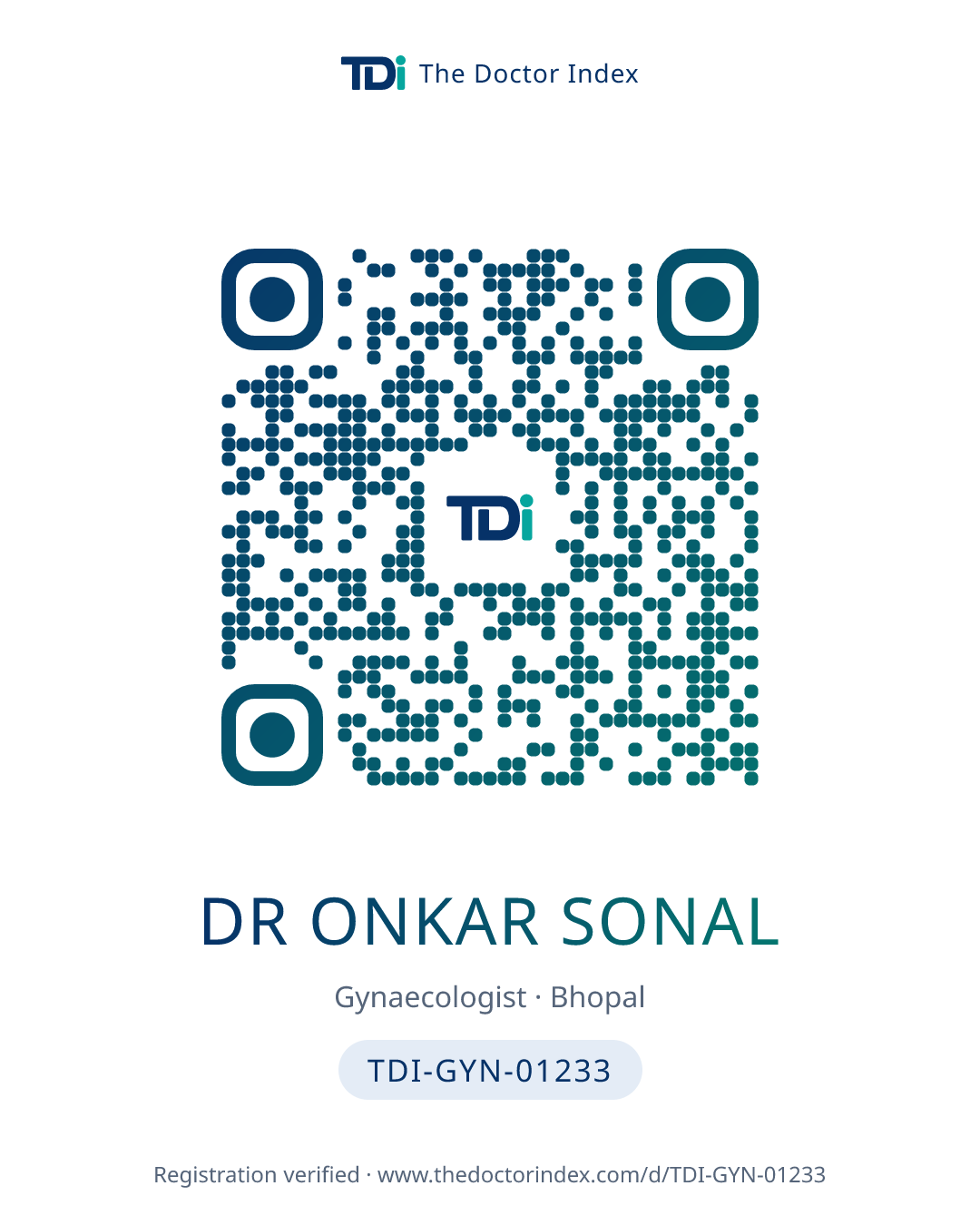 QR card for Dr Onkar Sonal, TDI-GYN-01233