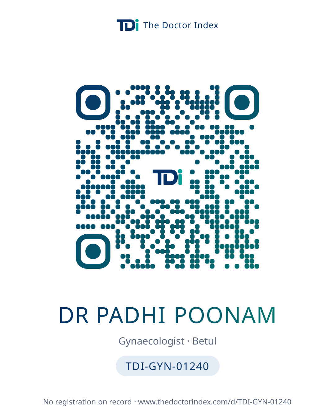 QR card for Dr Padhi Poonam, TDI-GYN-01240