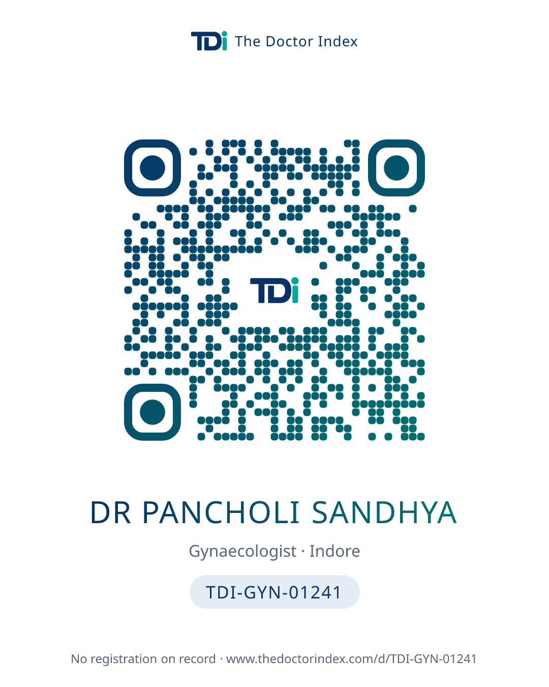QR card for Dr Pancholi Sandhya, TDI-GYN-01241