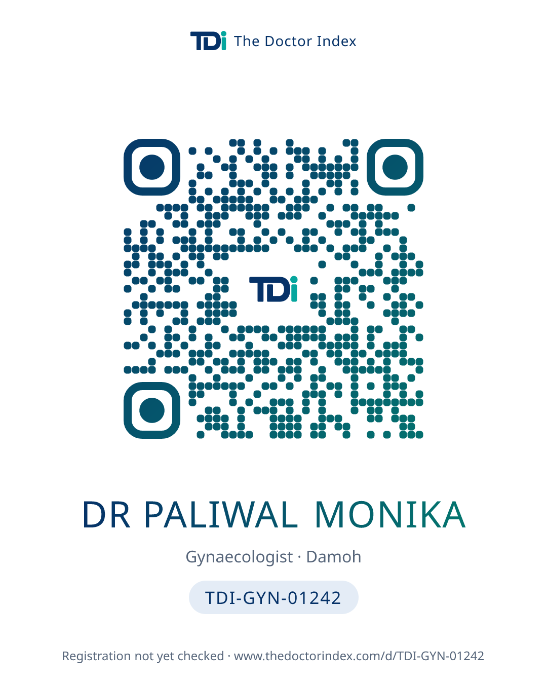 QR card for Dr Paliwal Monika, TDI-GYN-01242