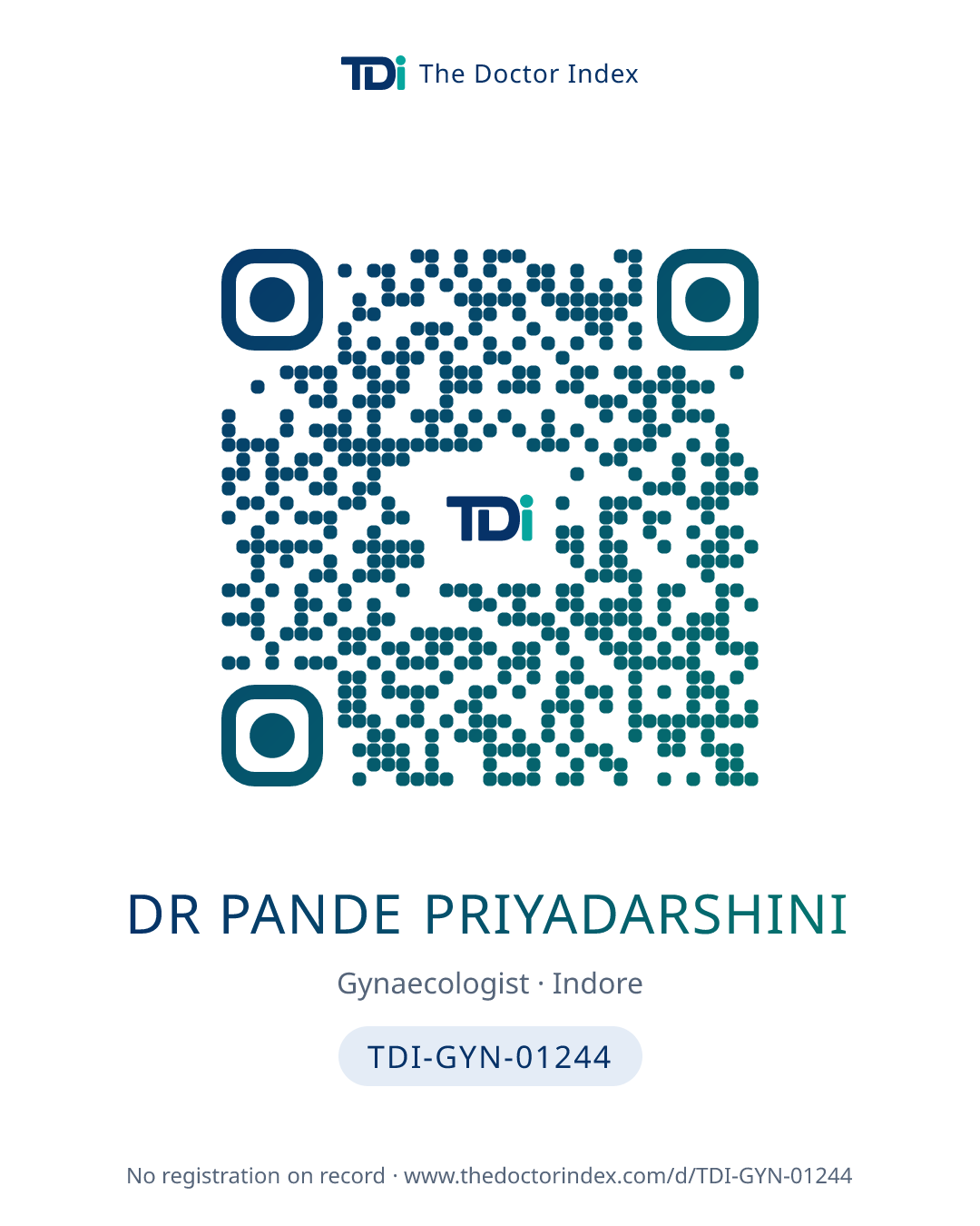 QR card for Dr Pande Priyadarshini, TDI-GYN-01244