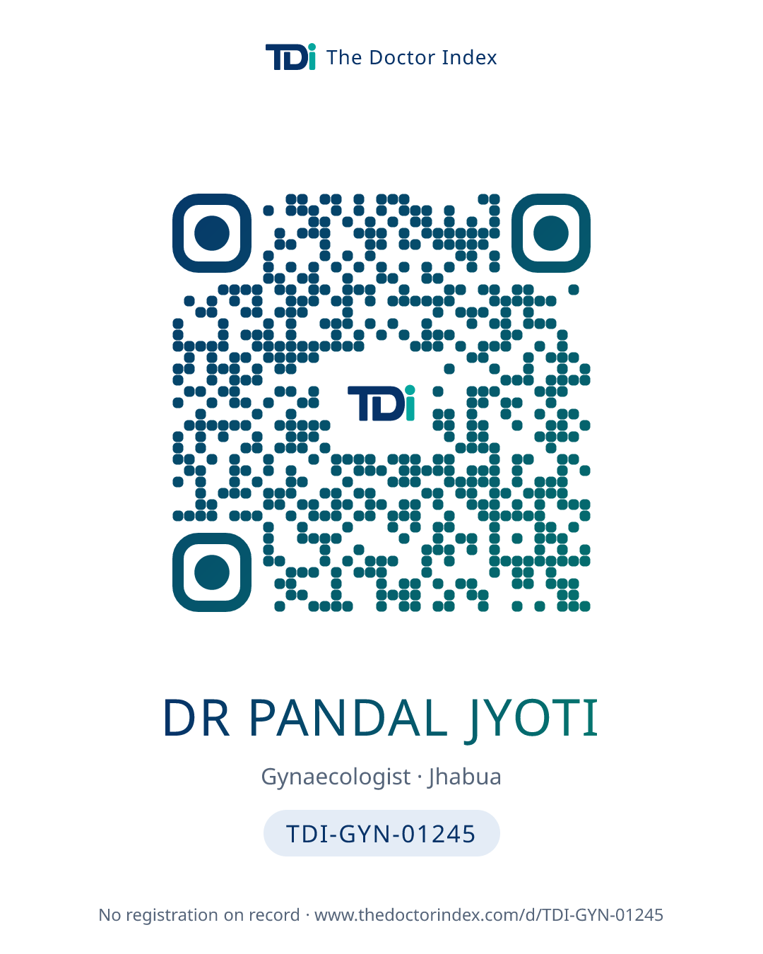 QR card for Dr Pandal Jyoti, TDI-GYN-01245