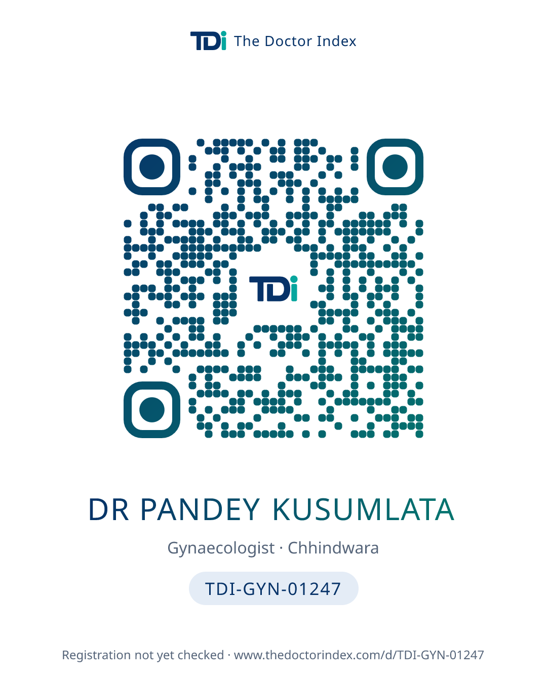 QR card for Dr Pandey Kusumlata, TDI-GYN-01247