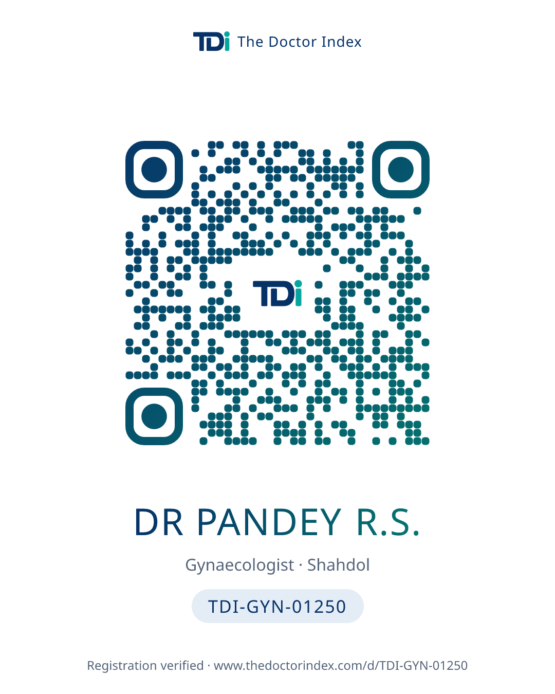 QR card for Dr Pandey R.S., TDI-GYN-01250