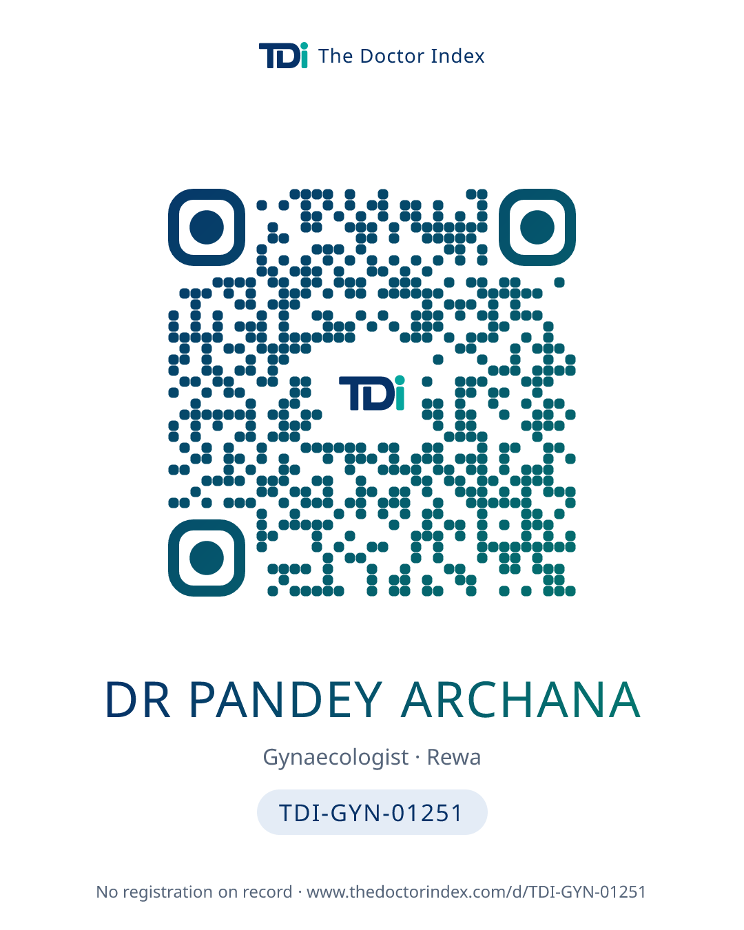 QR card for Dr Pandey Archana, TDI-GYN-01251