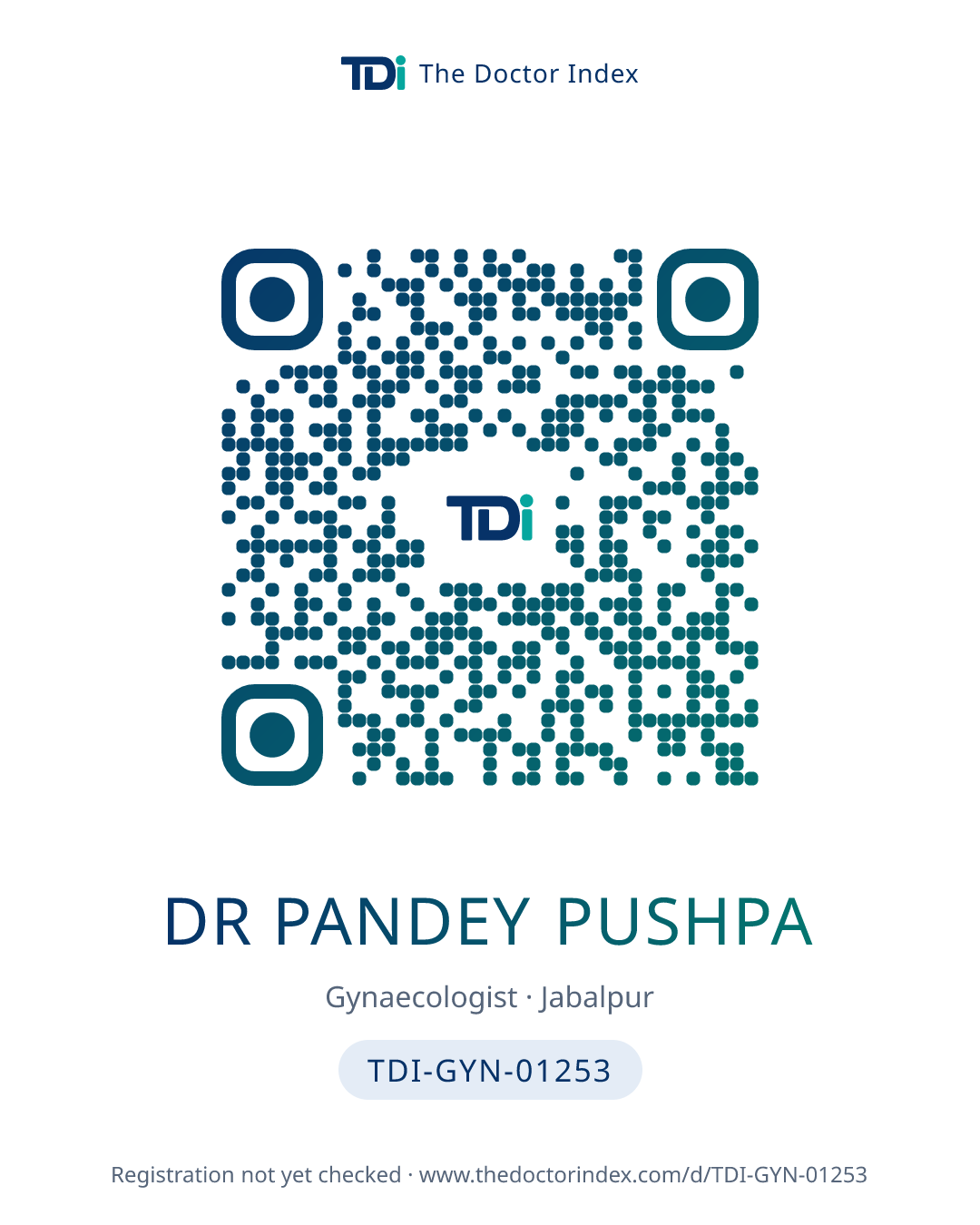 QR card for Dr Pandey Pushpa, TDI-GYN-01253