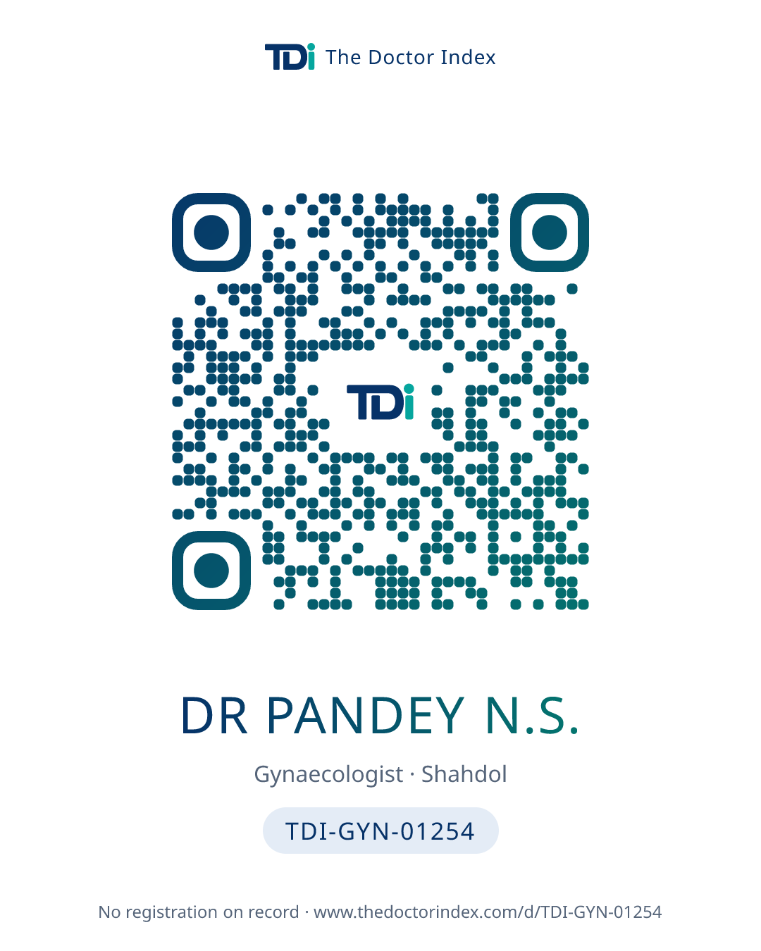 QR card for Dr Pandey N.S., TDI-GYN-01254