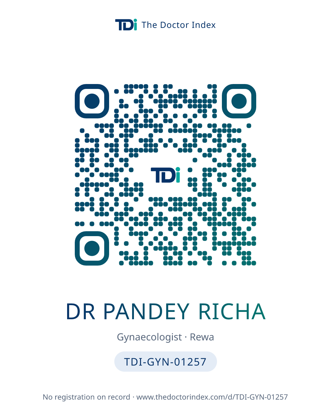 QR card for Dr Pandey Richa, TDI-GYN-01257