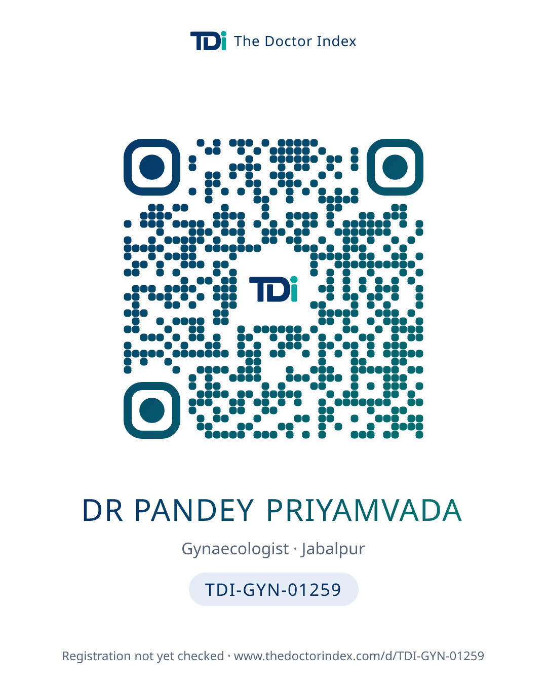 QR card for Dr Pandey Priyamvada, TDI-GYN-01259