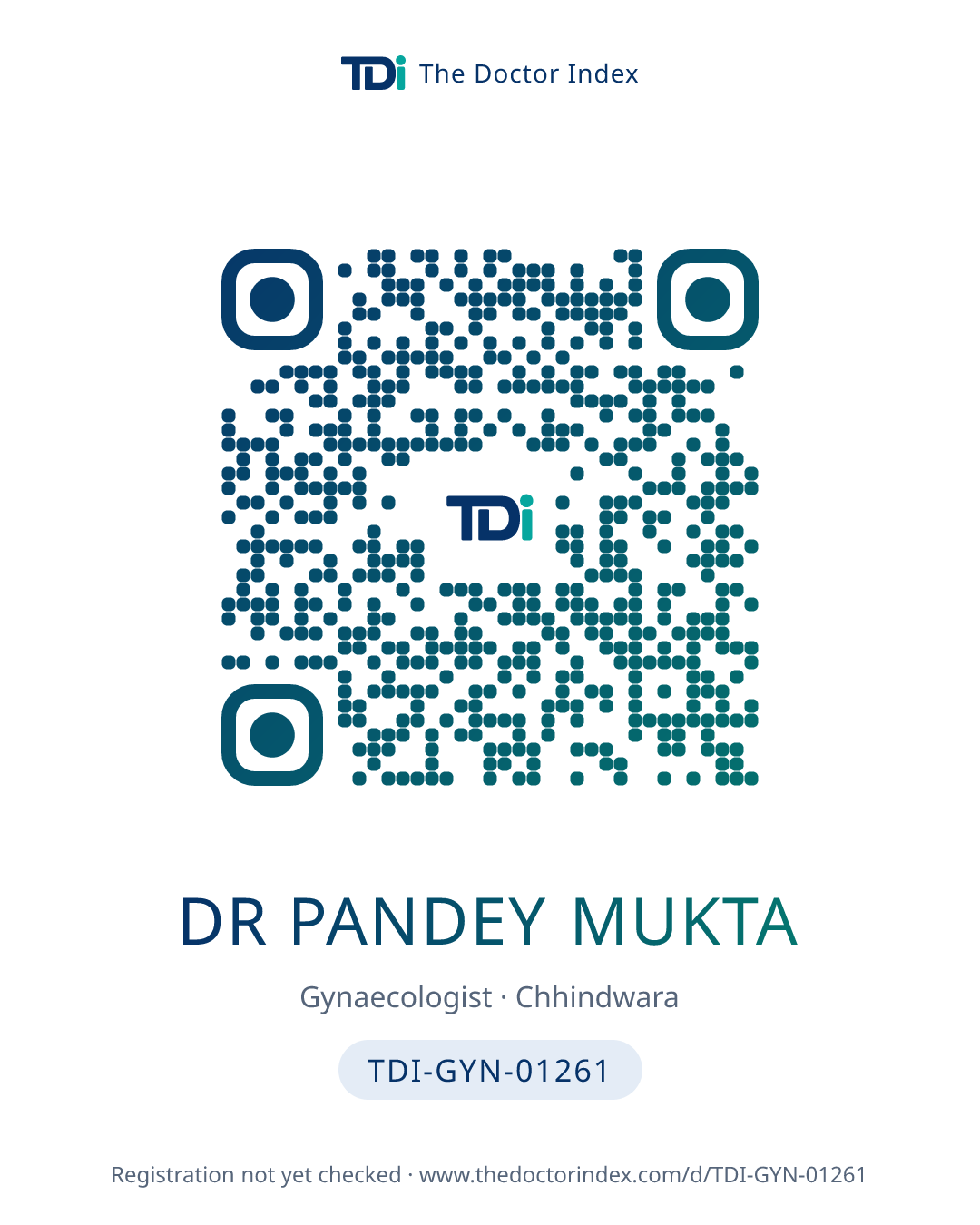 QR card for Dr Pandey Mukta, TDI-GYN-01261