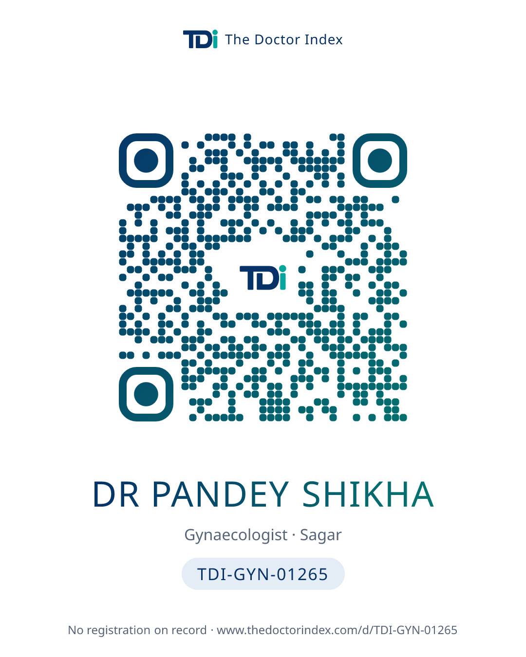 QR card for Dr Pandey Shikha, TDI-GYN-01265