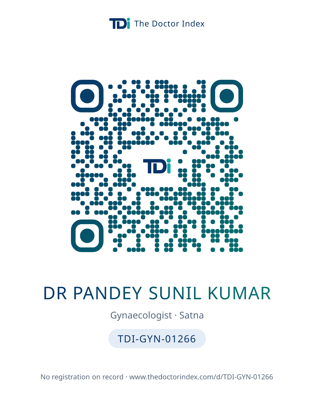 QR card for Dr Pandey Sunil Kumar, TDI-GYN-01266