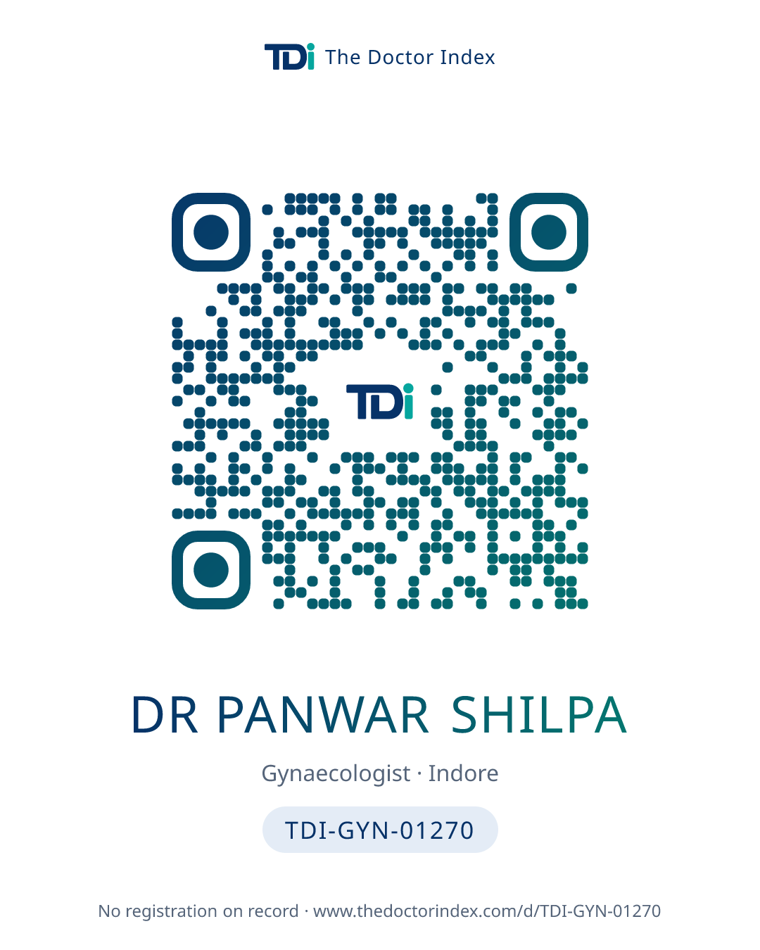 QR card for Dr Panwar Shilpa, TDI-GYN-01270
