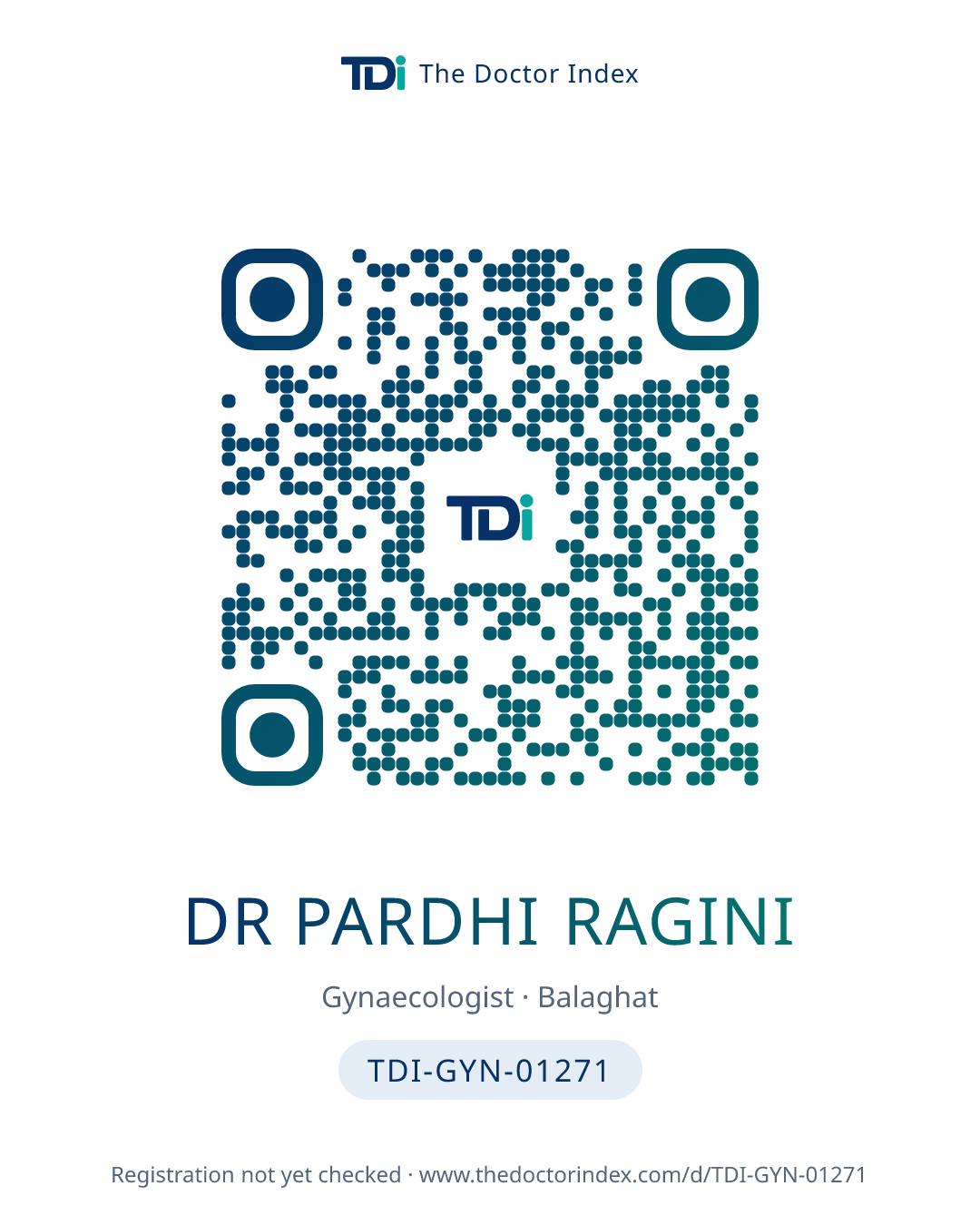 QR card for Dr Pardhi Ragini, TDI-GYN-01271
