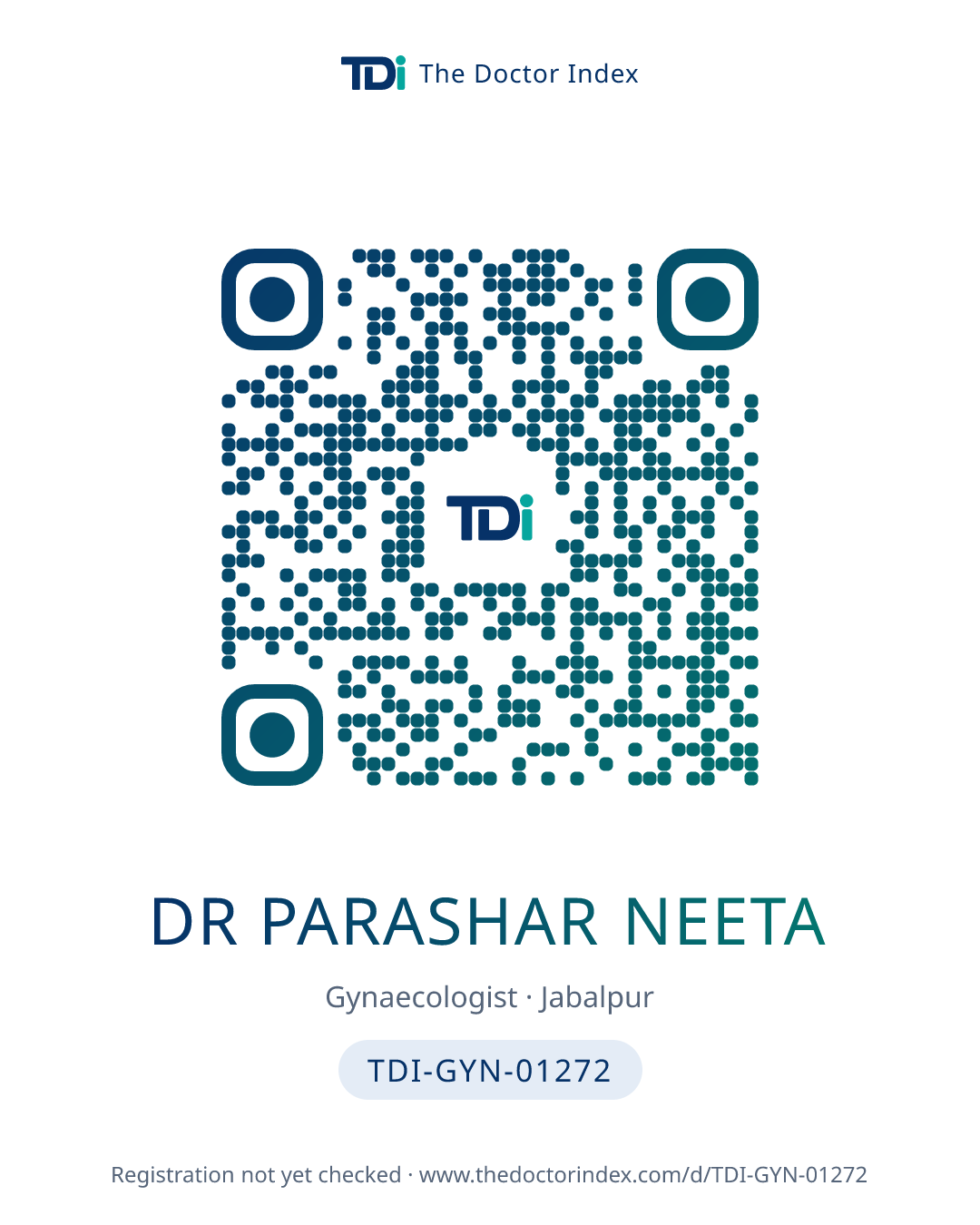 QR card for Dr Parashar Neeta, TDI-GYN-01272
