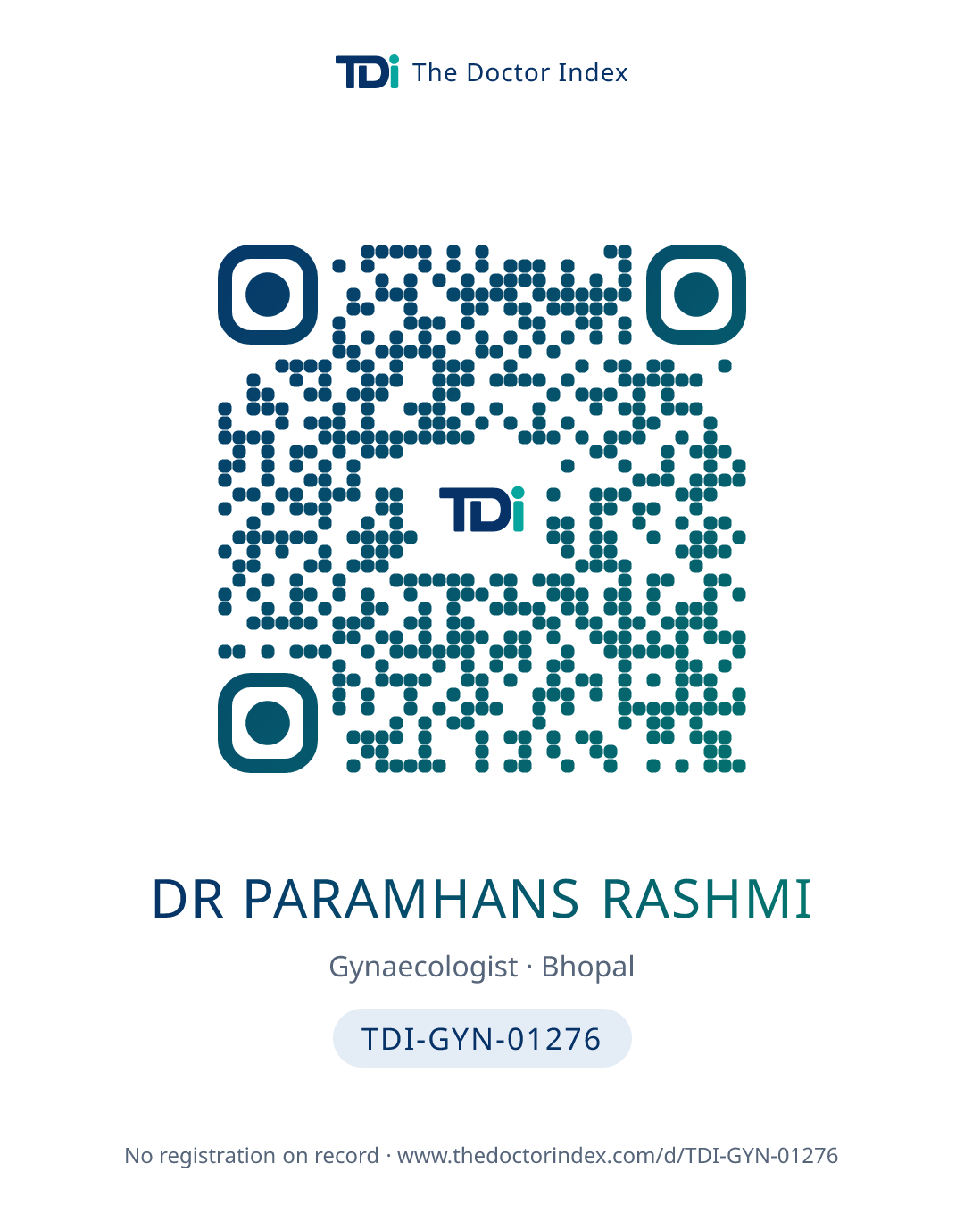 QR card for Dr Paramhans Rashmi, TDI-GYN-01276