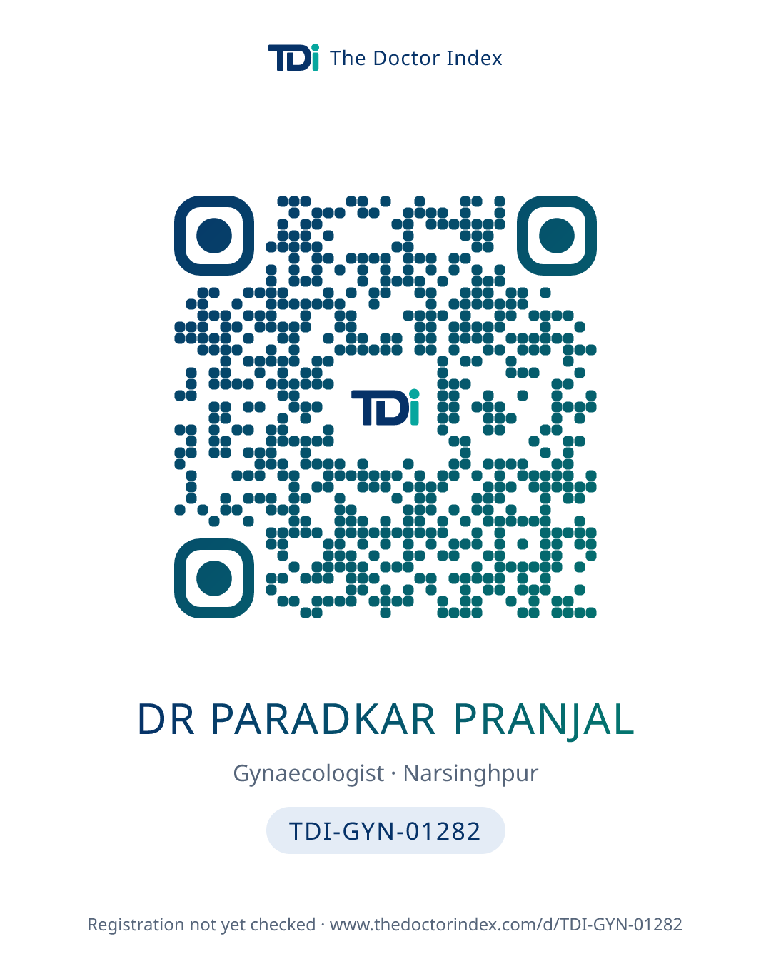 QR card for Dr Paradkar Pranjal, TDI-GYN-01282