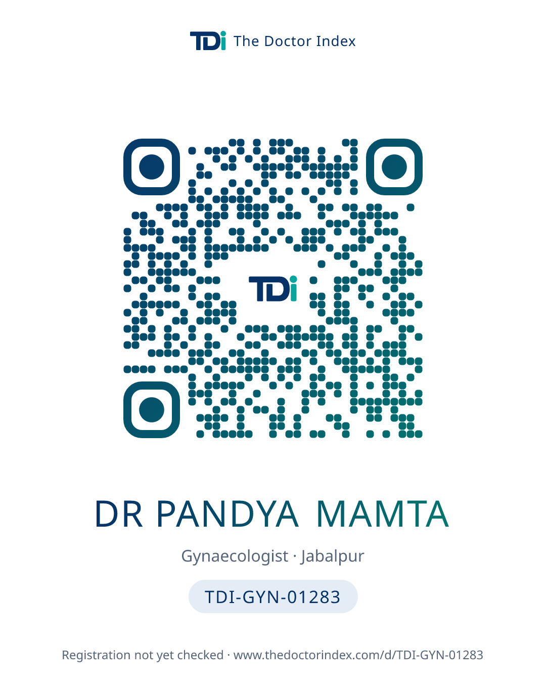 QR card for Dr Pandya Mamta, TDI-GYN-01283