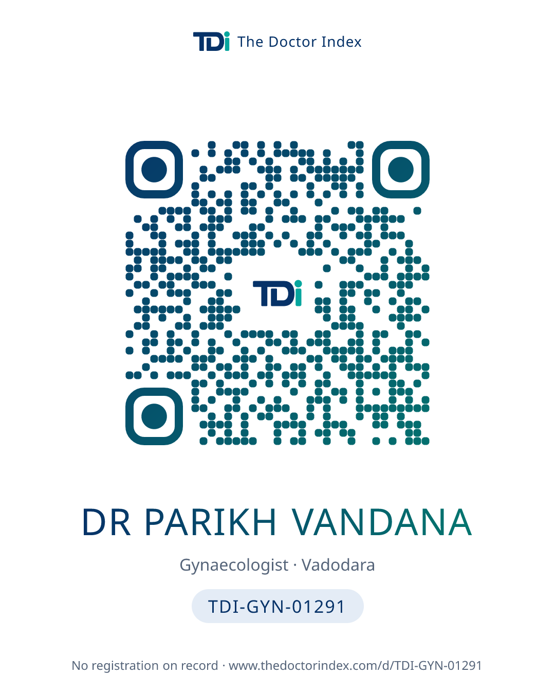 QR card for Dr Parikh Vandana, TDI-GYN-01291