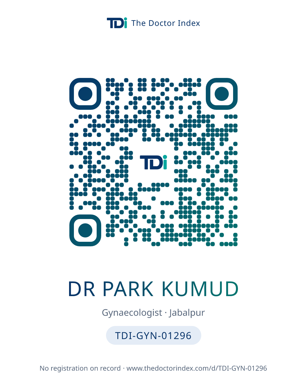 QR card for Dr Park Kumud, TDI-GYN-01296