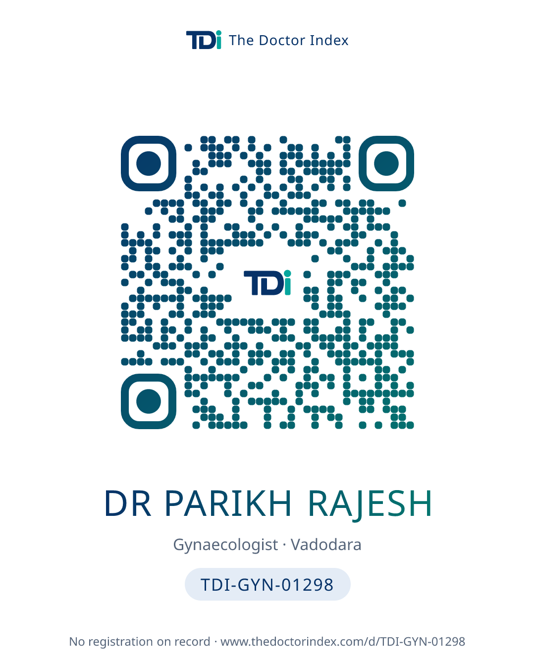 QR card for Dr Parikh Rajesh, TDI-GYN-01298