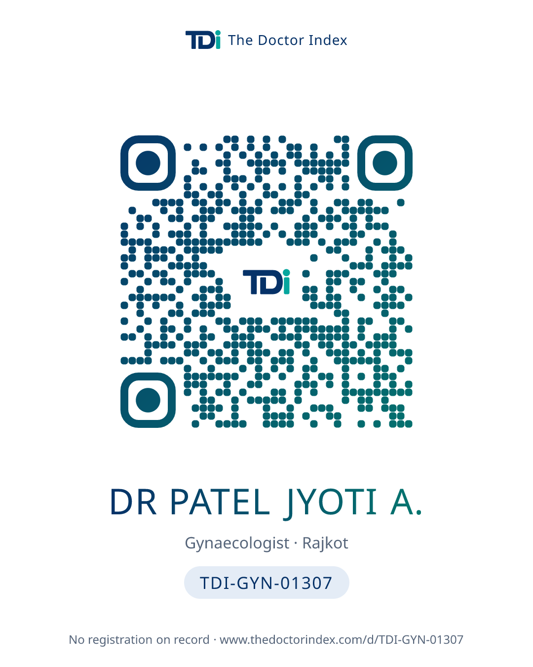 QR card for Dr Patel Jyoti A., TDI-GYN-01307
