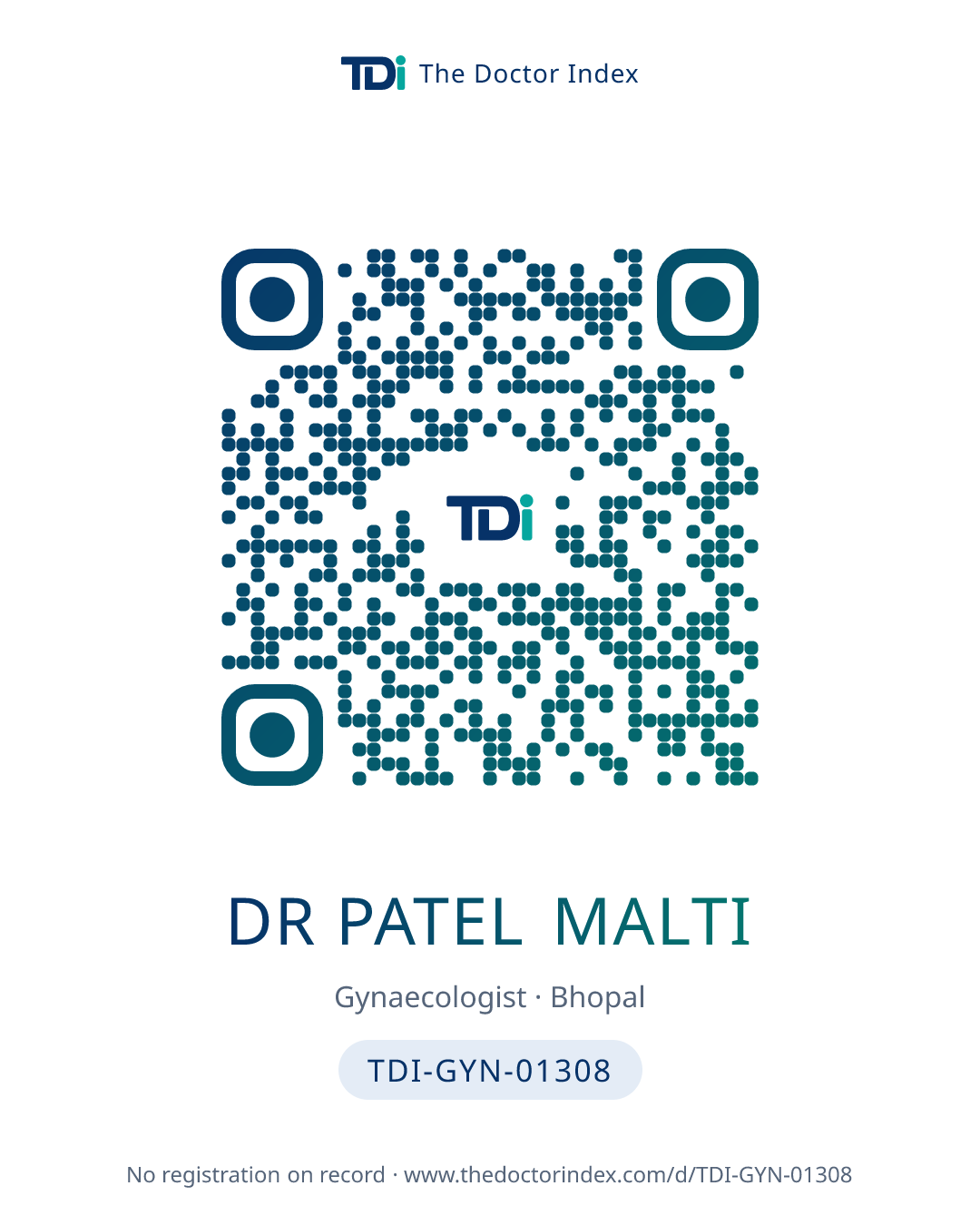 QR card for Dr Patel Malti, TDI-GYN-01308