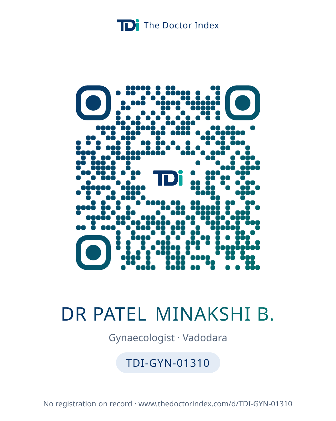 QR card for Dr Patel Minakshi B., TDI-GYN-01310