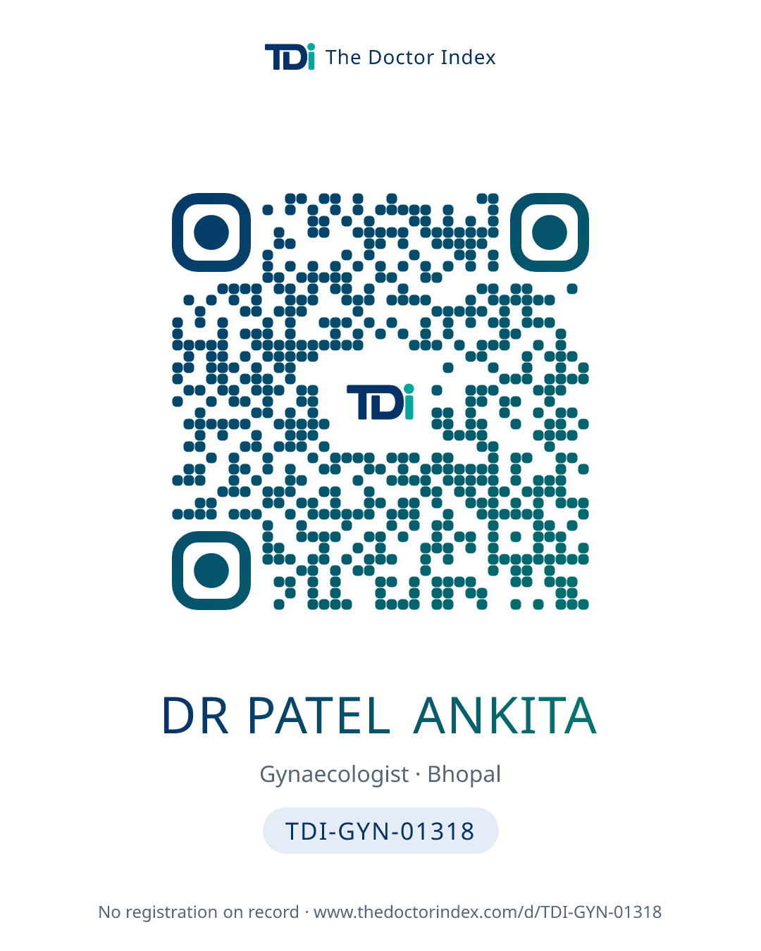 QR card for Dr Patel Ankita, TDI-GYN-01318