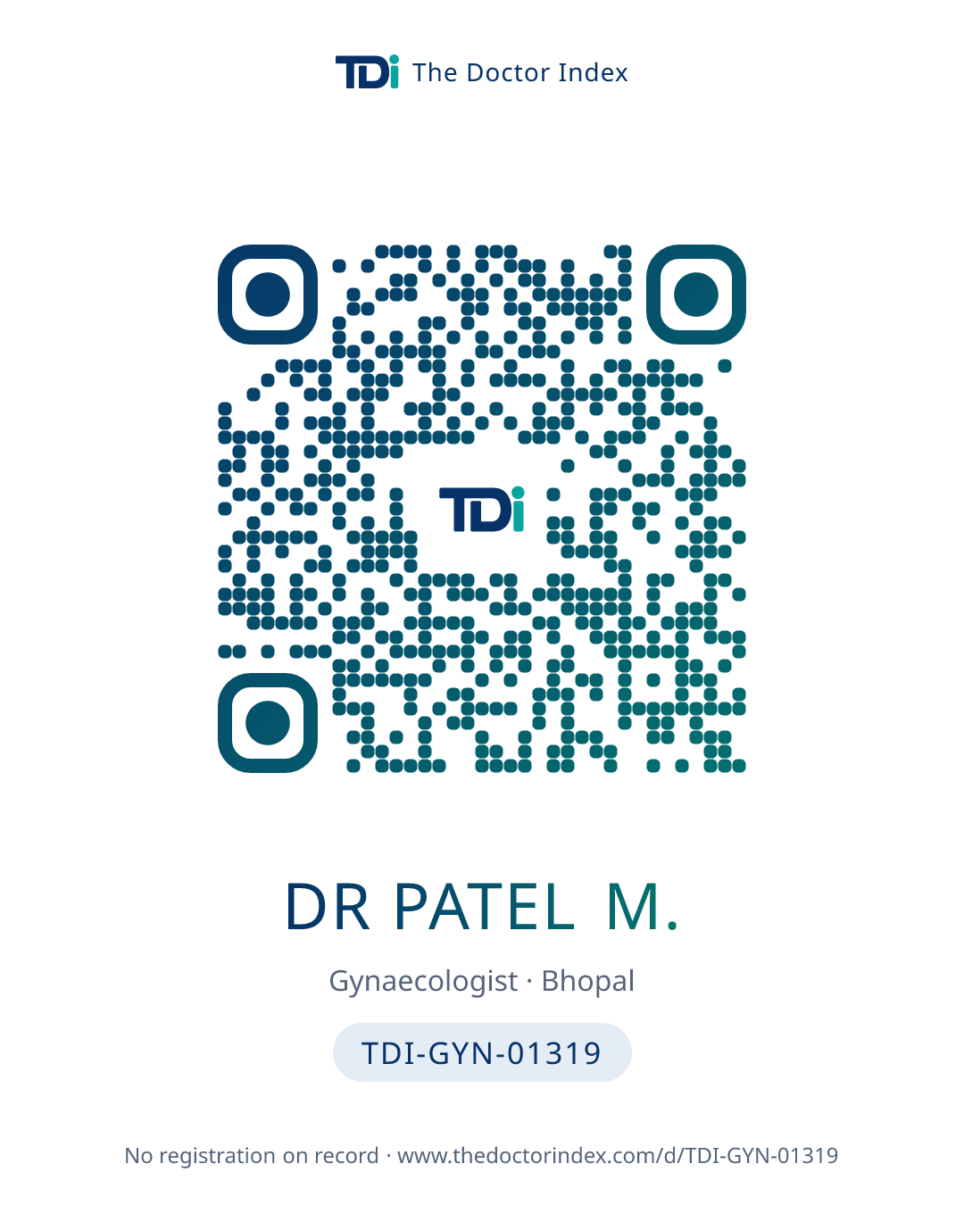 QR card for Dr Patel M., TDI-GYN-01319